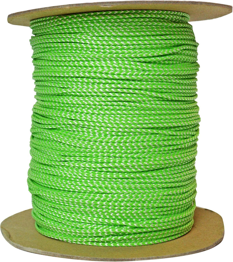 Jameson Poly/Dyneema® Throw Line, 2.5mm x 1000 ft, High Strength 450 lbs, Neon Green & White, Compatible with Tru Shot™ Launcher – Professional Arborist Tool